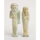 TWO EGYPTIAN FAIENCE USHABTIU