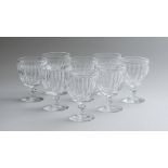 SET OF EIGHT STEUBEN CUT-GLASS WATER GOBLETS