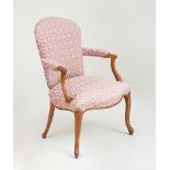 GEORGE III STYLE MAHOGANY ARMCHAIR, IN THE FRENCH TASTE