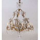 LOUIS XV STYLE GILT-BRONZE-MOUNTED CUT AND BEADED GLASS TEN-LIGHT CHANDELIER