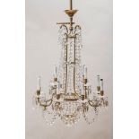 BACCARAT GILT-BRONZE-MOUNTED CRYSTAL TWELVE-LIGHT CHANDELIER