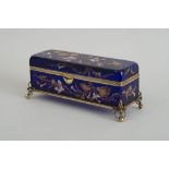 FRENCH GILT-METAL-MOUNTED AND ENAMEL-DECORATED COBALT GLASS GLOVE BOX