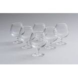 SET OF SIX STEUBEN GLASS SMALL BRANDY SNIFTERS