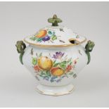 CONTINENTAL PORCELAIN FRUIT-DECORATED TUREEN AND COVER