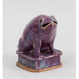 MODERN CHINESE AUBERGINE FLAMBÉ-GLAZED POTTERY FIGURE OF A FROG