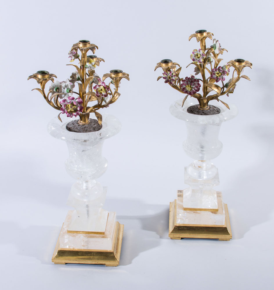 PAIR OF LOUIS XVI STYLE GILT-METAL FOUR-LIGHT CANDELABRA - Image 4 of 5