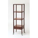 LATE GEORGE III MAHOGANY FOUR-TIERED WHATNOT