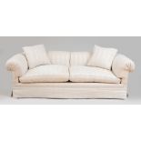 STRIPPED LINEN UPHOLSTERED SOFA, DESIGNED BY ALBERT HADLEY