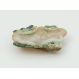 CHINESE CARVED JADE LOTUS LEAF-FORM DISH