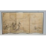 JAPANESE SIX PANEL SCREEN, BY GO SHUNMEI (1700-1781)
