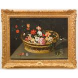 DUTCH SCHOOL: STILL LIFE WITH FLOWERS IN A BASKET