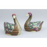 PAIR OF CHINESE EXPORT PORCELAIN GOOSE-FORM TUREENS AND COVERS