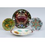 GROUP OF FOUR MAJOLICA TABLE ARTICLES