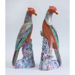 PAIR OF CHINESE FAMILLE ROSE PORCELAIN FIGURES OF BIRDS