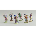 SET OF SIX GERMAN PORCELAIN FIGURES OF JESTERS