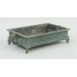 CHINESE ARCHAIC STYLE VERDIGRIS BRONZE RECTANGULAR SHALLOW JARDINIÈRE