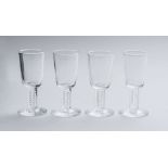 SET OF FOUR STEUBEN GLASS AIR TWIST STEMMED CORDIALS