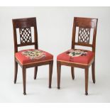 PAIR OF DIRECTOIRE MAHOGANY CHAISES À LA REINE