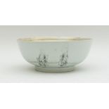 FINE CHINESE EXPORT GRISAILLE-DECORATED PORCELAIN PUNCH BOWL