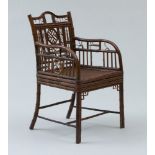 CHINESE EXPORT BAMBOO FRETWORK ARMCHAIR