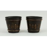 PAIR OF CHINOISERIE BLACK-GROUND PAINTED WOOD JARDINIÈRES