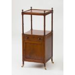 LATE GEORGE III MAHOGANY BEDSIDE TABLE