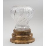 EUROPEAN MOLDED AND CUT-GLASS VASE ON GILTWOOD STAND