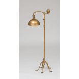 TIFFANY STUDIOS GILT-BRONZE COUNTER BALANCE FLOOR LAMP WITH FAVRILLE GLASS-MOUNTED GILT-METAL SHADE