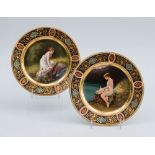 PAIR OF FINE VIENNA HAND-PAINTED PORCELAIN CABINET PLATES, PSYCHE