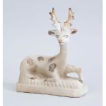 CHALKWARE FIGURE OF A RECUMBENT STAG