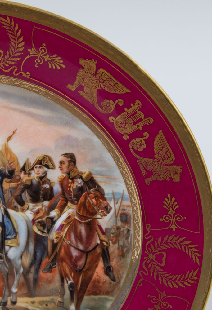 SET OF THREE CONTINENTAL TRANSFER-PRINTED PORCELAIN NAPOLEONIC CABINET PLATES - Image 6 of 7