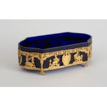 EMPIRE STYLE BLUE GLASS-LINED GILT-METAL CENTERPIECE