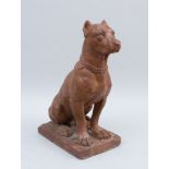 PAINTED TERRACOTTA FIGURE OF A SEATED HOUND
