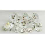 SET OF TWELVE HEREND PORCELAIN PLATES, IN THE "ROTHSCHILD BIRD" PATTERN