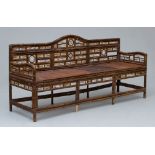 PAIR OF CHINESE EXPORT BAMBOO FRETWORK SETTEES