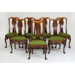 SET OF EIGHT GEORGE I CARVED MAHOGANY SIDE CHAIRS