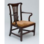 GEORGE III CARVED MAHOGANY ARMCHAIR