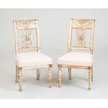 PAIR OF DIRECTOIRE PROVINCIAL WHITE PAINTED CHAISES À LA REINE