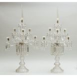 PAIR OF BACCARAT CUT-GLASS SIX-LIGHT CANDELABRA