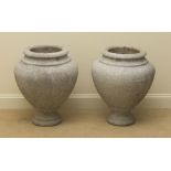 PAIR OF GRANITE URNS