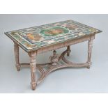 LOUIS XVI STYLE CENTER TABLE WITH SCAGLIOLA MARBLE TOP