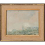 ARTHUR B. DAVIES (1862-1928): LANDSCAPE WITH CHURCH TOWER; AND LANDSCAPE WITH TURRET