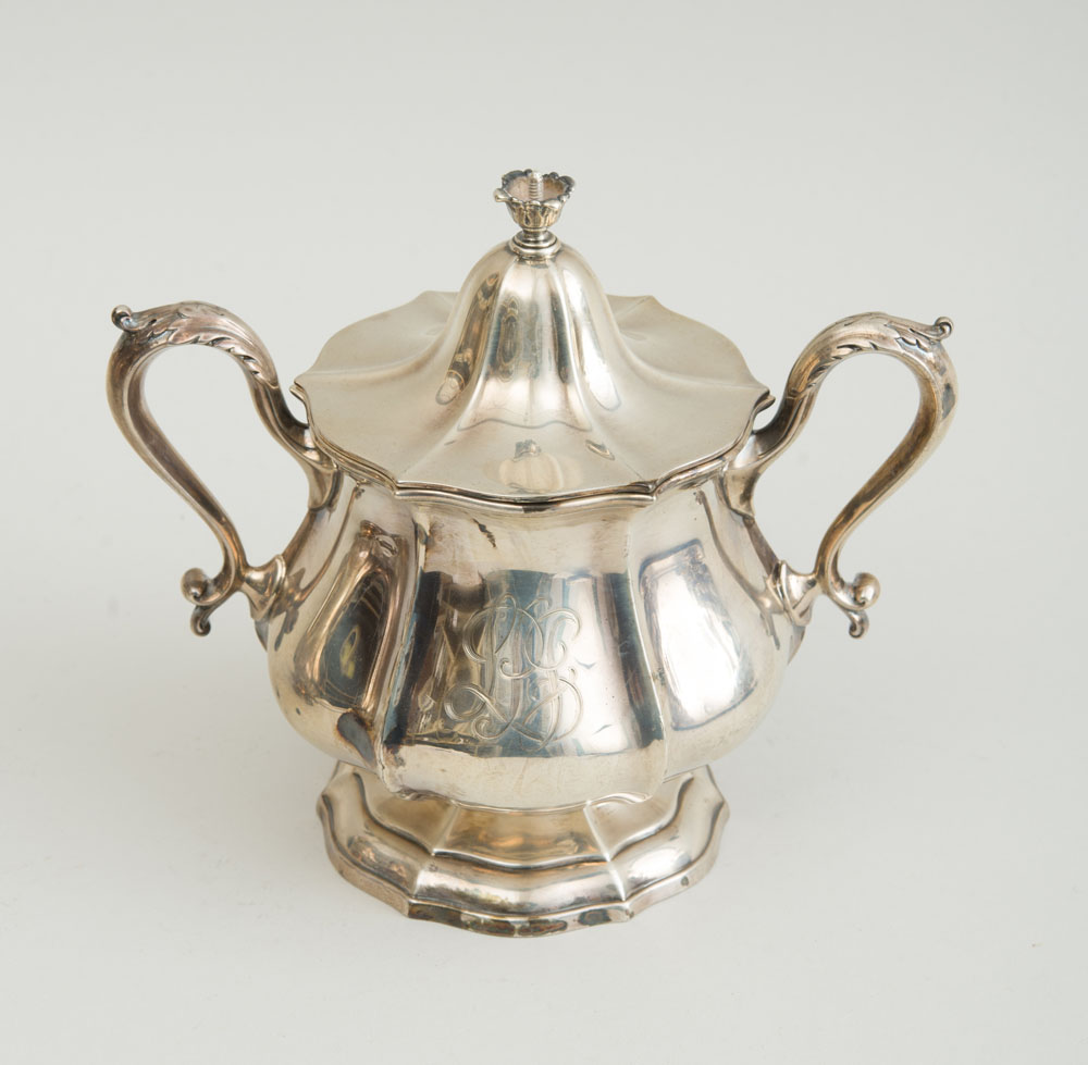 GORHAM MFG. MONOGRAMMED SILVER NINE-PIECE TEA AND COFFEE SERVICE AND MATCHING TWO-HANDLED TRAY - Image 15 of 39