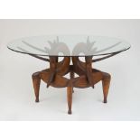 JUDY KENSLEY MCKIE (AMERICAN B. 1944) REINDEER TABLE, WALNUT AND ASH AND GLASS, CIRCA 1988