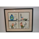 Four original animation cels of Looney Tunes characters, Bugs Bunny and Elmer Fudd with