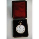 A 14ct gold cased pocket watch with key wind movement and subsidiary dial