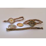 Three 9ct gold cased ladies watches.