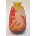 A signed Galle glass vase with cameo cut decoratio