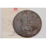 A First World War death penny, Philip Edward cutti