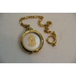 A half crown coin dial Swiss watch on chain.